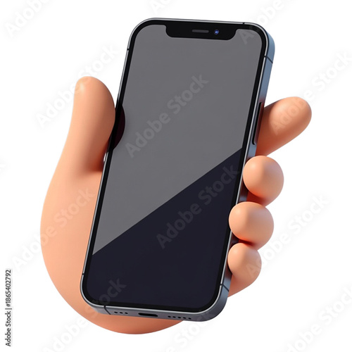 3D hand holding mobile phone