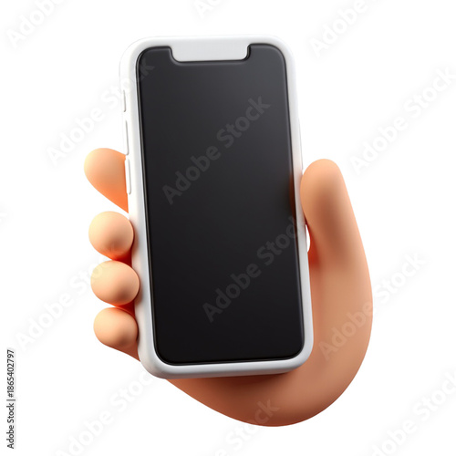 3D hand holding mobile phone