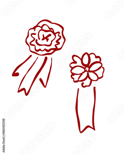 卒業式の胸飾り（コサージュ）の線画イラスト
