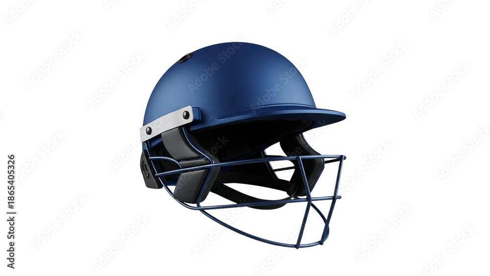 Fototapeta premium Blue Cricket Helmet Isolated on Transparent Background PNG, Blue Cricket Helmet cutouts 