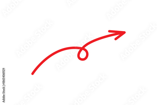 Curved Loop Arrow Pointing Right on Plain Background, Minimal Vector Design Element