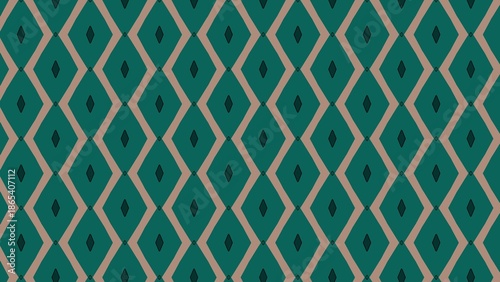 A patterned green and brown fabric with diamond shapes