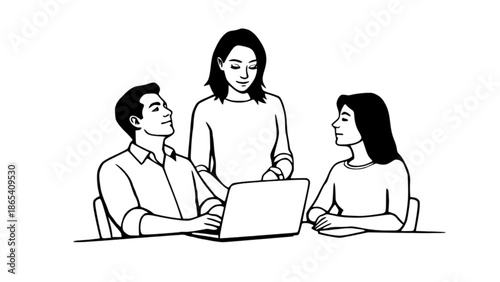 Small group working together on a laptop