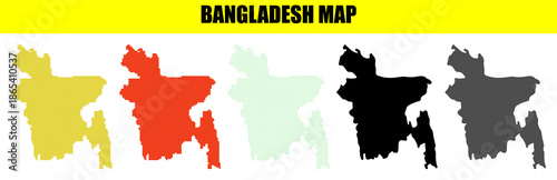 Diverse maps of Bangladesh showcasing various styles including dotted and solid outlines