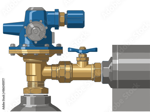 detailed illustration showcases a pressure level check valve system connected to a pipe Clean lines and metallic textures highlight industrial components 