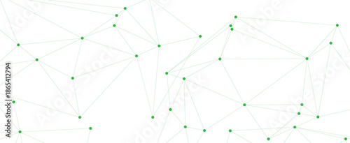 Abstract Green Geometric Network of Connected Dots and Lines for Scientific Technology Vector Illustration