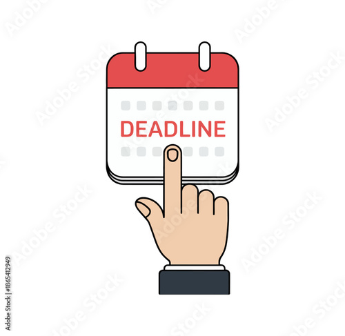 A hand pointing to a calendar with the word deadline written on it