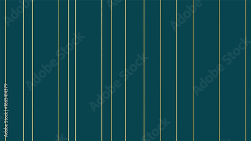 Dark teal background with thin vertical beige stripes pattern.