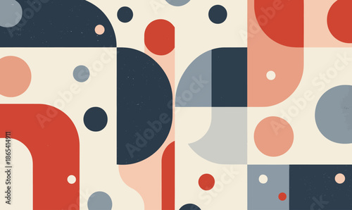 Pop art and Memphis texture styles blend together in this modern illustration, which showcases a colorful and abstract spotty pattern as its background