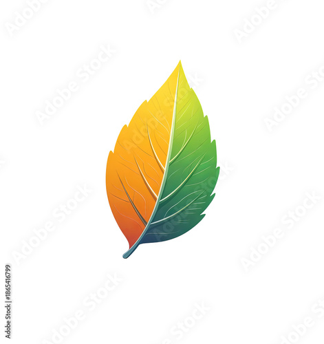 Multicolor Leaf on Transparent Background - Red to Blue

