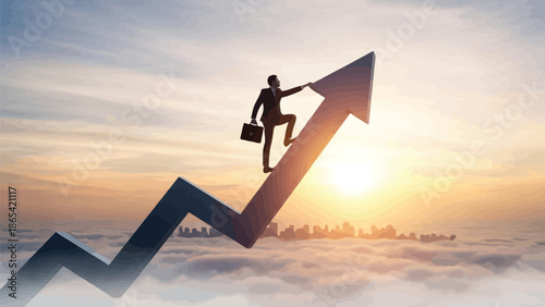 Business Success Motivation Concept Vector with Upward Arrow