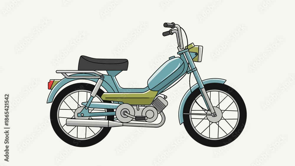 Fototapeta premium Vintage Style Illustration of a Classic Blue Motorcycle.