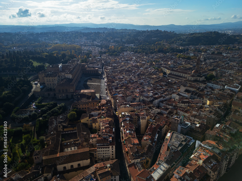 Obraz premium Florence city panorama, Italy - aerial drone view 