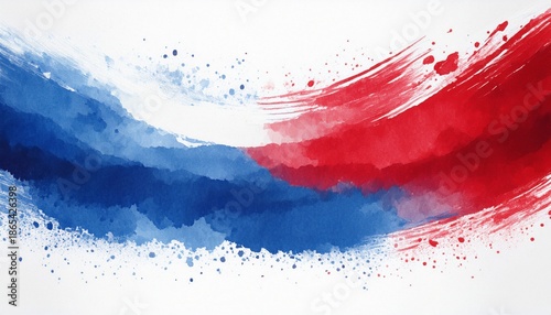 red white and blue watercolor painting on a white background