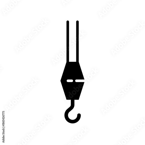 Industrial crane hook, line vector icon