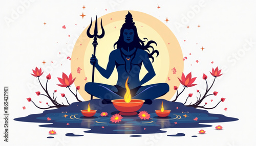 Maha Shivaratri India Vector Illustration Celebrating Lord Shiva Festival