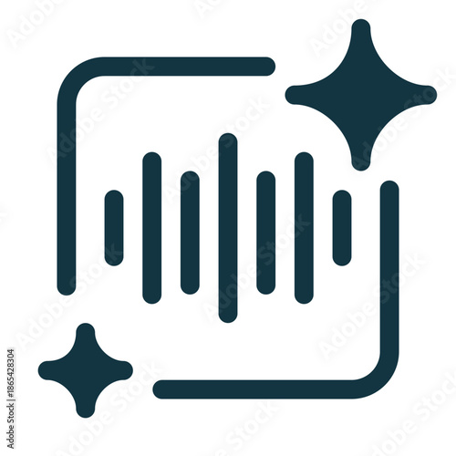 Speech and voice recognition generative AI icon representing artificial intelligence for voice input, speech processing, and smart audio generation. Modern symbol for AI-powered voice technology.