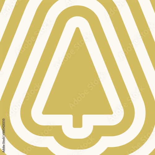 Rounded Concentric Christmas Tree Gold Background