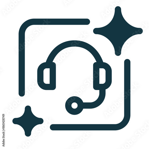 AI agent outline icon. Minimal line design representing artificial intelligence assistant, virtual agent, automation, smart technology, and digital communication concepts.