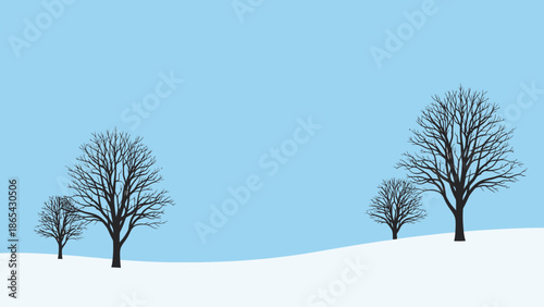 Winter Trees Silhouette Landscape A Serene Snowy Scene.