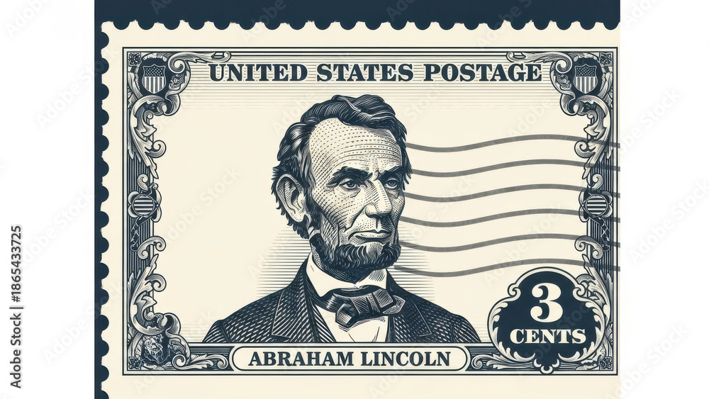 Obraz premium Vintage US postage stamp featuring Abraham Lincoln