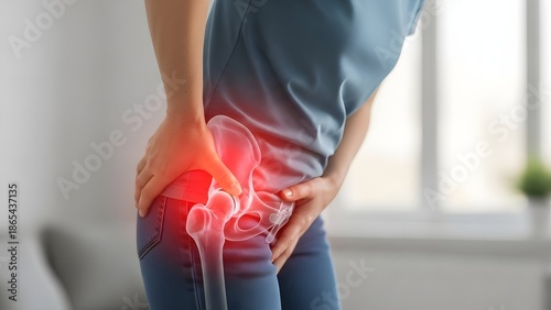 Hip Joint Pain and Discomfort While Standing in Adult Body Concept