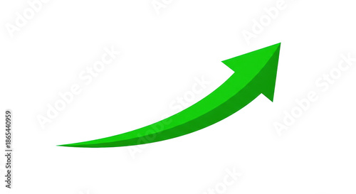 Free Download Abstract bright green flat graphic arrow with a smooth upward curve and thick stroke, on a transparent background with ample copy space, concept of upward trend and growth - GFXLoad