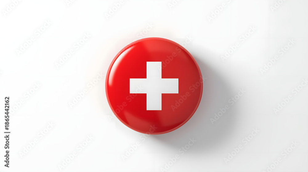Fototapeta premium Healthcare Assistance Symbol in Red Circular Button