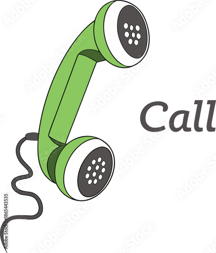 Retro telephone receiver handset illustration for communication concept on transparent background