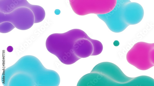 Colorful abstract blobs floating, isolated on transparent background