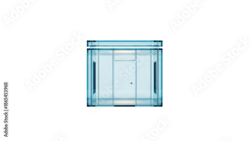 Modern glass booth isolated on transparent background