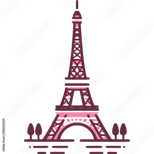 Eiffel Tower Pink Icon Vector