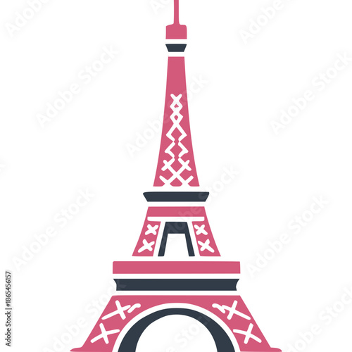 Eiffel Tower Pink Icon Vector