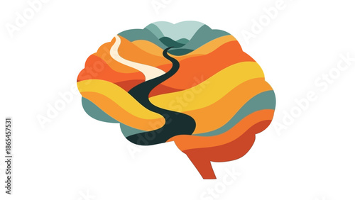 Abstract brain illustration representing journey, growth, and new horizons