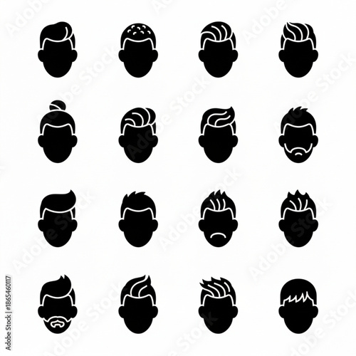 Haircut Style Filled Icon Set for Barber and Salon UI