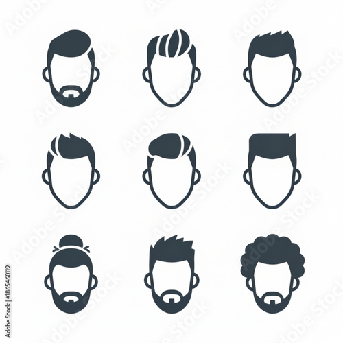 Haircut Style Filled Icon Set for Barber and Salon UI