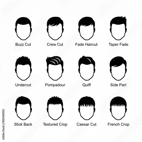 Haircut Style Filled Icon Set for Barber and Salon UI