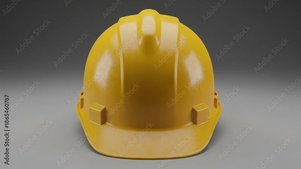 Fototapeta premium Yellow hard hat isolated on gray background