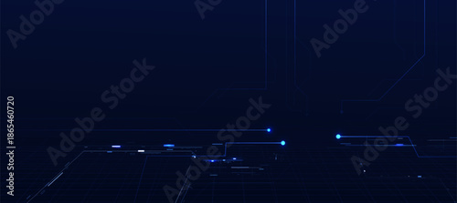 Technology Blue Circuit Lines Background Futuristic Digital Cyber Concept