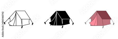 camping tent set icon, vector illustration on white background