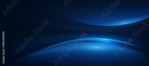 Abstract Blue Glow Curve Lines on Dark Background