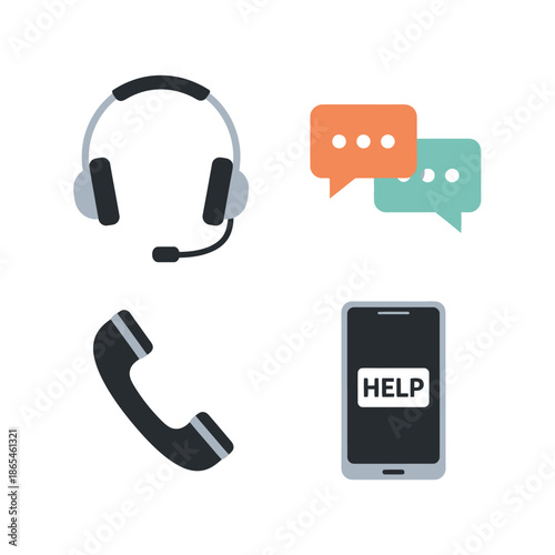 Customer service support icons set.