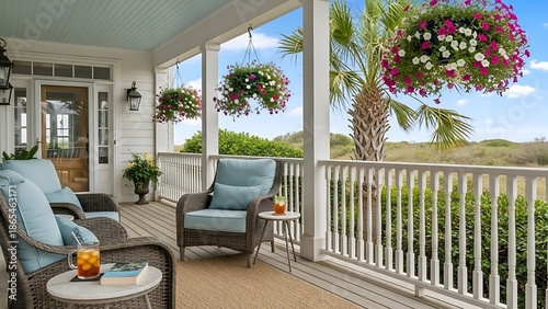 USA, North Carolina, Hampstead, Front porch of beach house