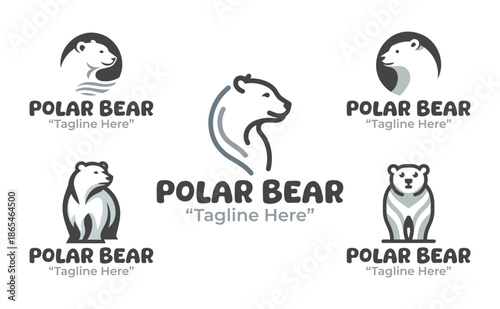 Photos 5 Polar Bear Logo Set Modern Minimalist Wildlife Design Collection