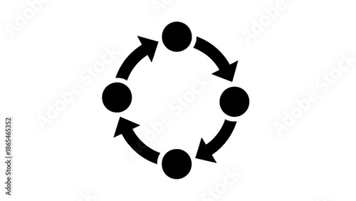 Vector illustration of, on transparent background, a continuous cycle process with four interconnected points and arrows