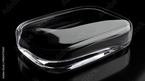 Abstract close up of a transparent glass object with smooth curves