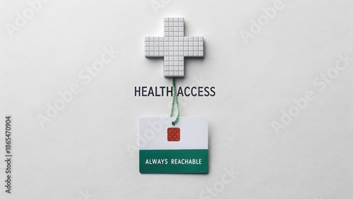 Minimalist Medical Cross Symbol with Health Access Tag