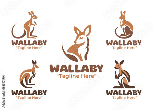 5 Wallaby Logo Set Modern Minimalist Wildlife Mammal Design