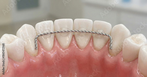 Permanent Fixed Retainer Wire Bonded to Straight Teeth