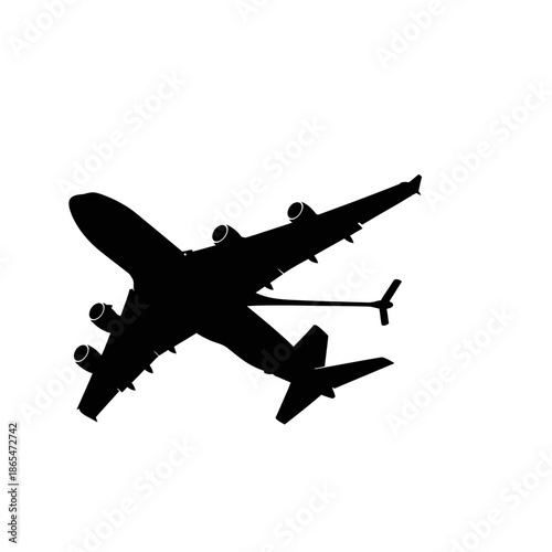Vector icons Silhouette of a Large Passenger Airplane Flying in the Sky. EPS Editable
